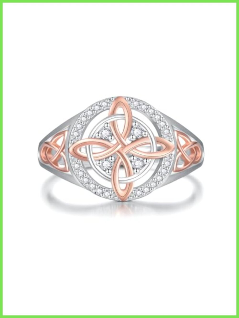 925 Sterling Silver Witches Knot Ring Rose Gold Plated Cubic Zirconia Statement